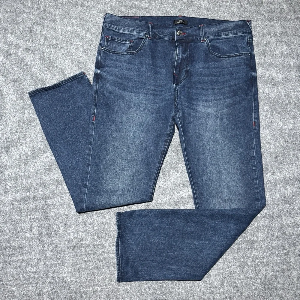 True Religion Ricky Relaxed Straight Jeans Stretch Denim Men 40x33 Medium Wash